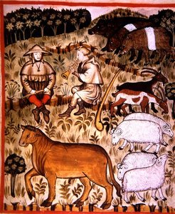 Fol.71r kastrerte dyr, illustrasjon fra 