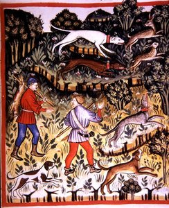 Fol.72r Hunting Hare, illustrasjon fra 
