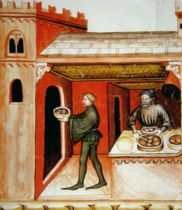 Fol.76r Meat and its Jelly, illustrasjon fra Tacuinum Santiatis Codex Vindobonensis av Italian School