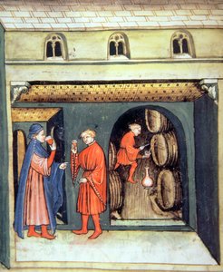 Fol.86v Aged Fruit Wine, illustrasjon fra Tacuinum Santiatis Codex Vindobonensis av Italian School