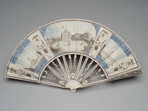 Sammenleggbar vifte med utsikt over monumentene i Roma, ca. 1780-1790-tallet av Italian School