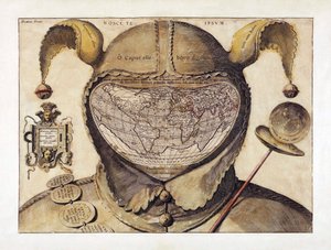 Fool's Cap verdenskart, ca. 1590 (gravering) av Italian School