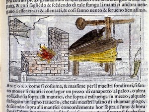 Forge - i "Pirotechnia" av Biringuccio av Italian School