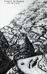 Fort Bard, gravering fra The Savoy Theatre av Italian School