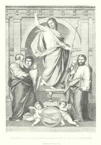 Fra Bartolommeo della Porta, Le Christ et les Quarte Evangelistes, Collection du Palais Pitti (gravering) av Italian School