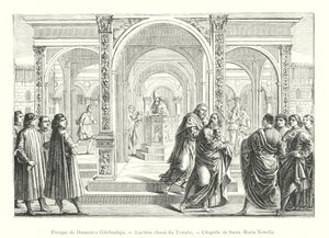 Fresco av Domenico Ghirlandajo, Jager Joachim fra tempelet, kapellet Santa Maria Novella (gravering) av Italian School
