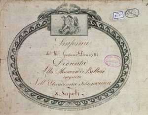 Frontispice detalj av "Symfoni i Es-dur: dedikert til minnet om Bellini" av Gaetano Donizetti (1797-1848). av Italian School