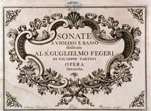 Frontispice av musikalsk partitur for Sonatas av Giuseppe Tartini (litho) av Italian School