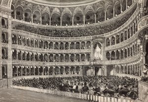 Gallaaften på Costanzo-teateret til ære for kronprinsen av Tyskland (fremtidens Frederick III), Roma, Italia, gravering fra tegning av Dante Paolocci, fra L