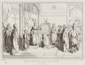 Gentile Bellino riddet av Mohammed II av Italian School