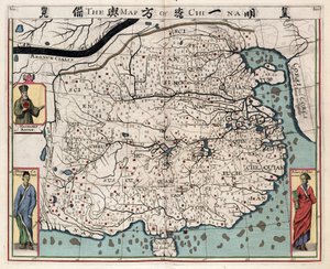 Geografisk kart over Kina fra "En diskurs om kongeriket Kina, tatt ut av Ricius og Trigautius" av Matteo Ricci (1552-1610), av Italian School