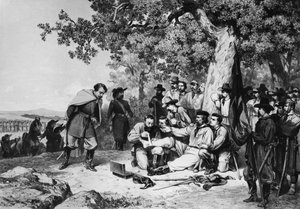 Giuseppe Garibaldi (1807–82) skadet i slaget ved Aspromonte i 1862 av Italian School