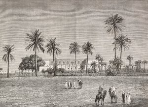 Guvernørens palass, hvor general Gordon bodde, Khartoum, Sudan, gravering av Cairoli fra L