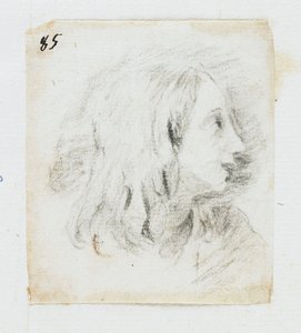 Head of a Boy in Profile (svart kritt) av Italian School