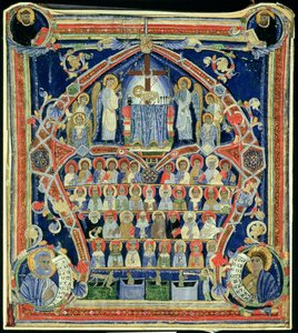 Historikert initial A som viser Den siste dommen av Italian School