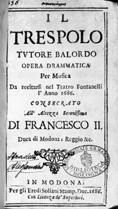 Abborlærerens tåpelige partitur for operaen av Alessandro Stradella (1644 - 1682) italiensk komponist. Modena 1688. av Italian School