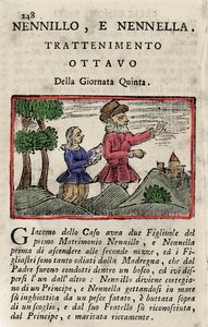 Illustrasjon av historien av Giambattista Basile (1575-1632) "" Poucet et Poucet (Nennillo og Nennella)""" fra boken "" Pentamerone"", dag v, historie 8. Utgaver av Napoli av Italian School