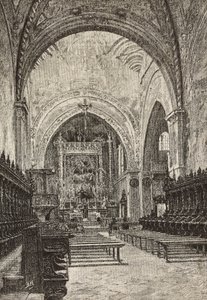 Interiør i Chiaravalle kirke, Italia, gravering fra tegning av Quinto Michetti, fra L'Illustration Italiana, nr. 5, 3. februar av Italian School