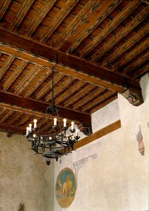 Innvendig utsikt over rådhuset (Palazzo degli Anziani) av Italian School