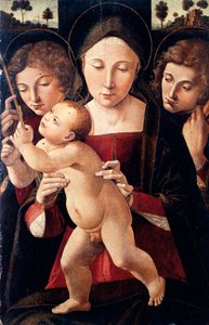 Italia, Asissi, Madonna og Child med to engler av Italian School