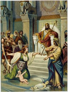 Judgment of Solomon - i "Classical Golden Bible: History of Divine Revelation in the Ancient and New Tension" "av Giovanni Ladislao Sykora (vol. 1), oversatt av Don Clemente Benetti. (italiensk bibel) av Italian School