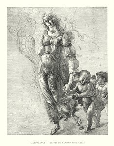 Overflod, tegning av Sandro Botticelli (gravering) av Italian School