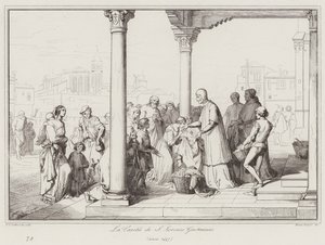 Veldedigheten til S Lorenzo Giustiniani av Italian School