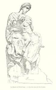 The Charity of Michelangelo, det nye sakristiet i San Lorenzo (gravering) av Italian School