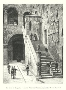 Court of Bargello, tidligere palass til Podestà, i dag nasjonalmuseum (gravering) av Italian School