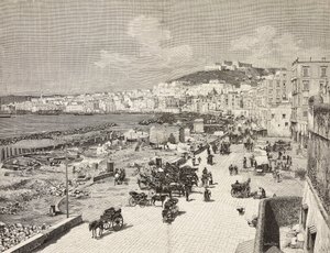 La Marinella, Napoli, Italia, gravering av Sabattini fra tegning av A Della Valle, fra L'Illustration Italiana, nr. 7, 17. februar av Italian School