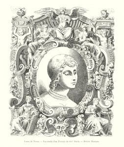 Laure de Noves, faksimile av et portrett fra 1500-tallet, British Museum (gravering) av Italian School
