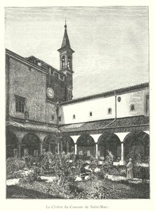 The Cloister of the Convent of Saint Mark (gravering) av Italian School