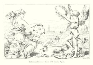 The Genius of Florence, tegning av M Claudius Popelin (gravering) av Italian School