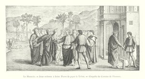 Masaccioen, Jesus beordrer Saint Peter å hylle, Carmine Chapel i Firenze (gravering) av Italian School