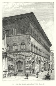Medici-palasset, nå Riccardi-palasset (gravering) av Italian School