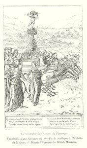 The Triumph of Love, av Petrarch, faksimile av en gravering fra 1400-tallet tilskrevet Nicoletto da Modena, etter British Museum Print (gravering) av Italian School