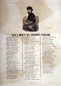 Teksten til en populær sang om ranerne av Chiavone av Italian School