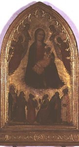 Madonna av ydmykhet med hellige (tempera på panel) av Italian School
