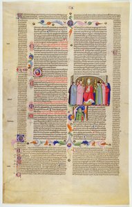 Marlay Cutting IT.10: Blad med miniatyr fra Gratians Decretum som viser erkebiskopen på tronen mellom geistlige og sekulære av Italian School