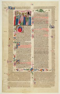 Marlay Cutting IT.7: Blad med miniatyr fra Gratians Decretum som viser saken om abbeden som ble gjort til biskop av Italian School