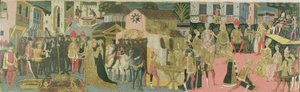 Vielsesseremoni malt på kassonepanel, Florentine School, ca. 1430 av Italian School