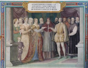 Ekteskap med Ottavio Farnese og Margaret av Østerrike, datter av Charles V, av pave Paul III Farnese av Italian School