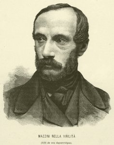 Mazzini Nella Virilita (gravering) av Italian School