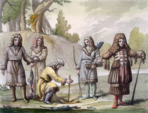Menn fra Kamchatka, langt øst i Russland, ca. 1820-30-tallet av Italian School