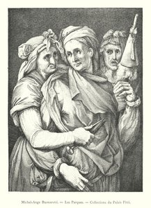 Michelangelo Buonarotti, Parkene, Pitti Palace Collections (gravering) av Italian School