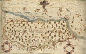 Montello, kart, XVIII århundre, Veneto, Italia av Italian School