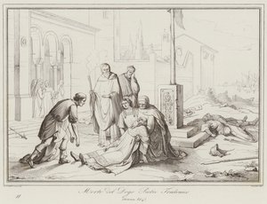 Doge Pietro Tradonicos død, 864 (gravering) av Italian School