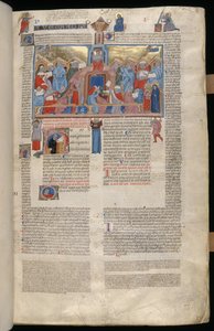 Ms. 183, f.1r: Kristus i tempelet, miniatyr fra Decreta cum Apparatu Ioannis Andreae Laurentii av Italian School