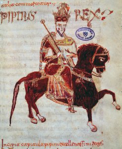 Ms 4 rytterportrett av Pepin (ca. 773-810) konge av Italia, 1023 av Italian School