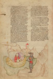 Fr 343 fol.32v Det hvite skipet kommer for å redde Percival, fra Queste del Saint Graal, ca. 1380-85 av Italian School